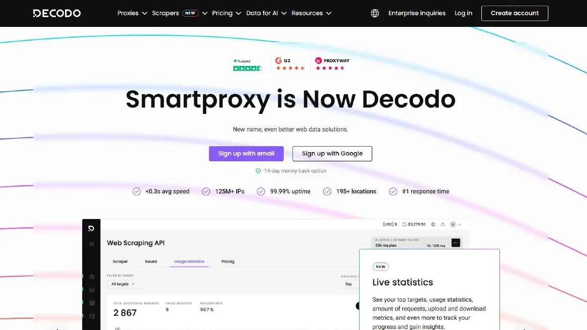 Decodo Homepage Overview