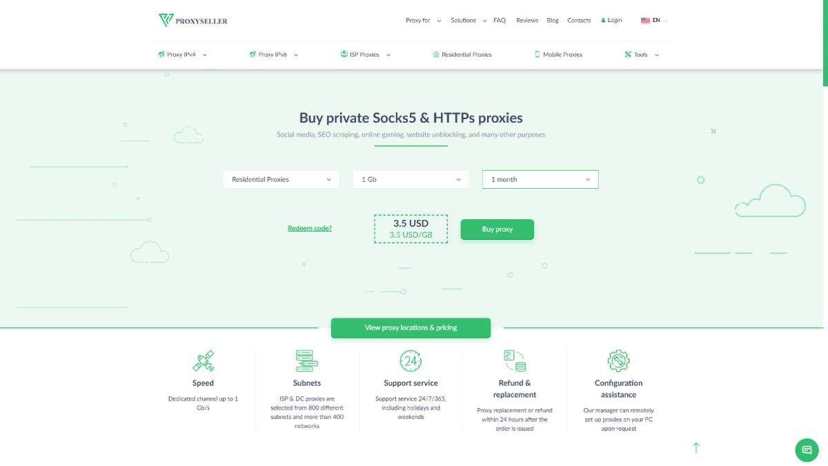 Proxy-Seller Homepage Overview