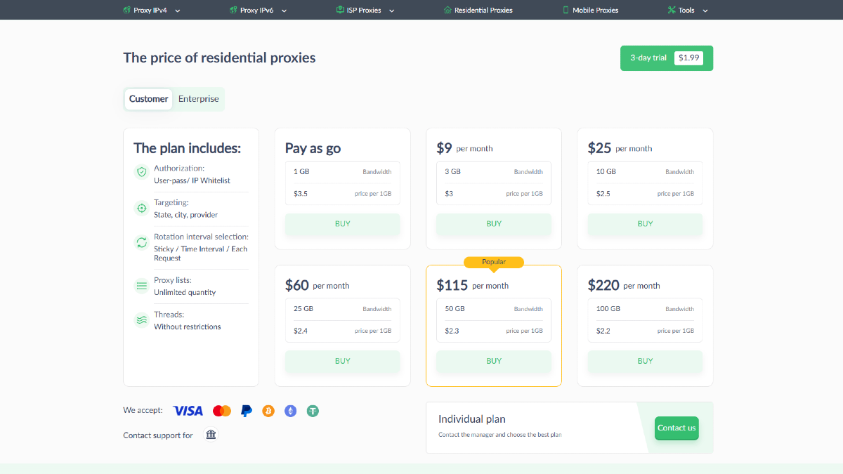 Proxy-Seller Pricing