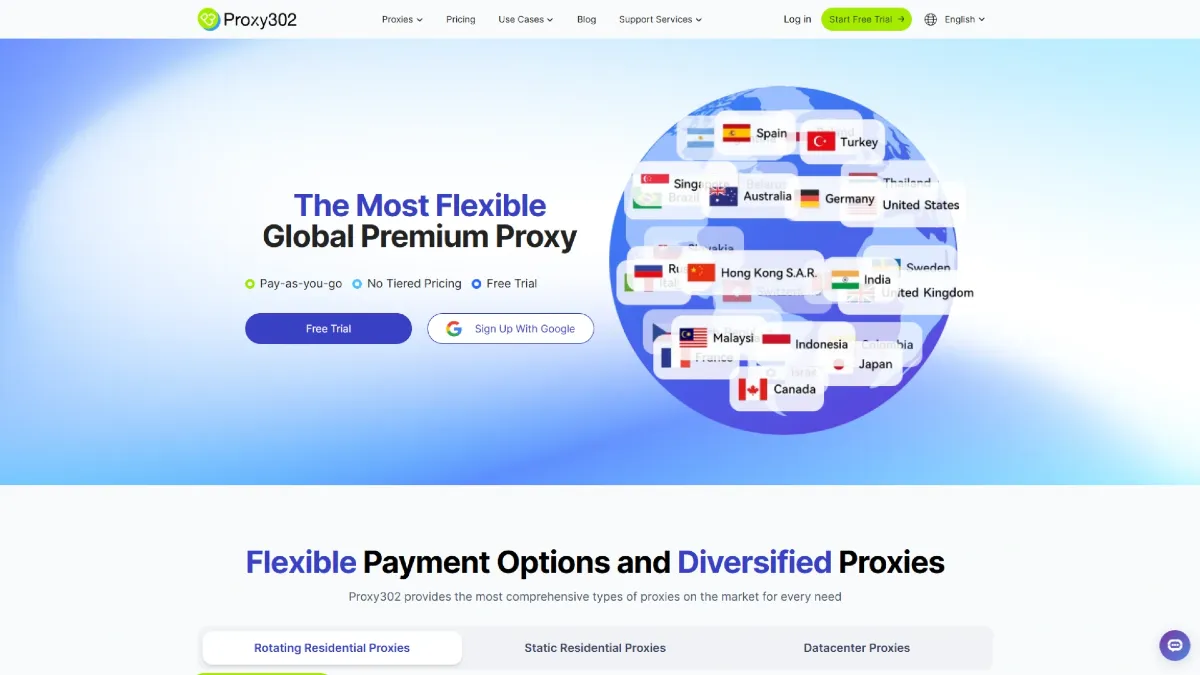 Proxy302 Homepage Overview 