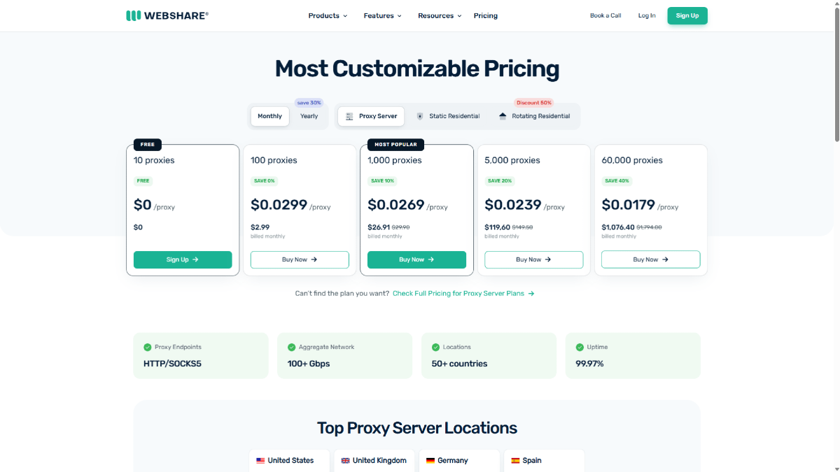 Webshare Pricing
