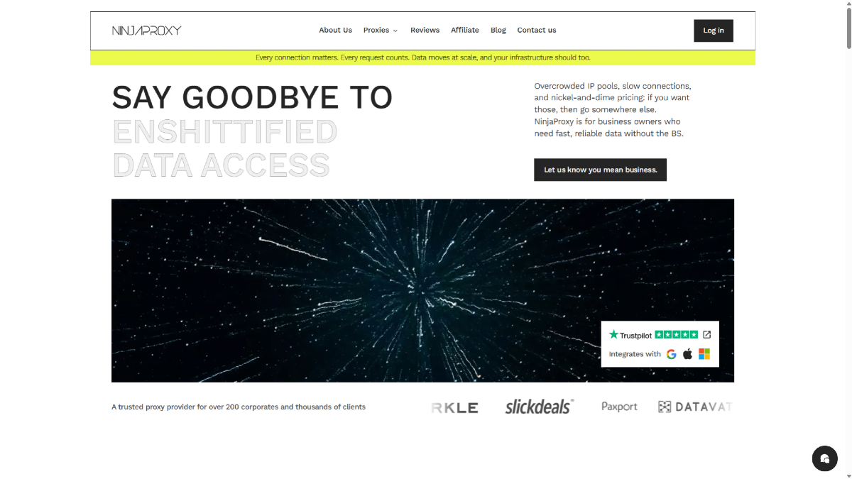 NinjaProxy Homepage Overview