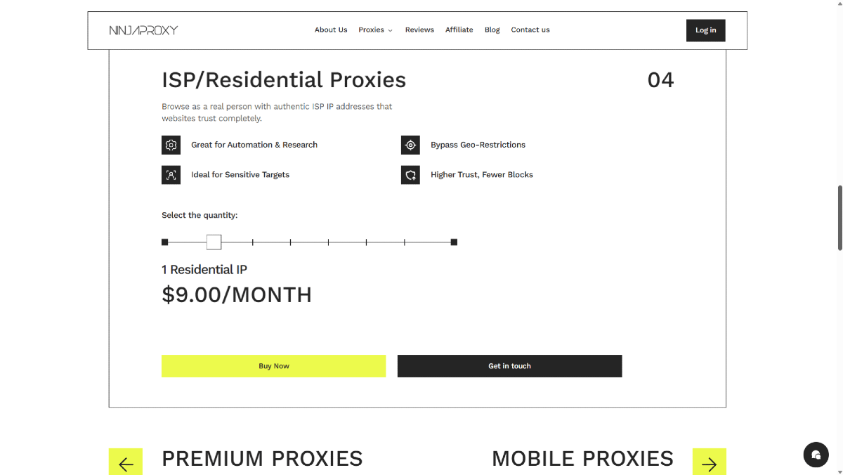 NinjaProxy Pricing